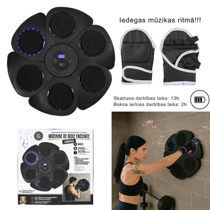 Interaktīvs boksa treniņu mērķis ar Bluetooth skaļruni un LED apgaismojumu