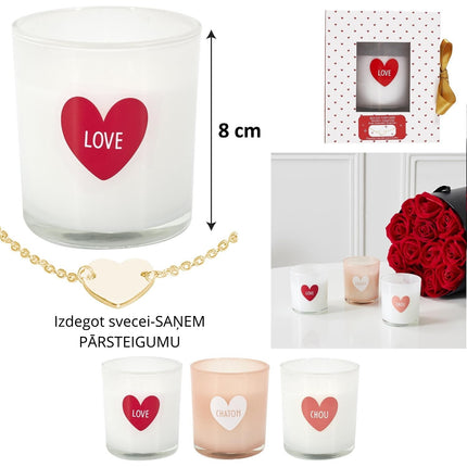 Aromātiskā svece “SIRDS” ar  pārsteigumu kaklarotu iekšpusē