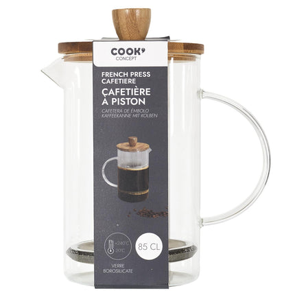 French Press kafijas kanna ar akācijas koka vāku – 850 ml