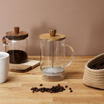 French Press kafijas kanna ar akācijas koka vāku – 850 ml