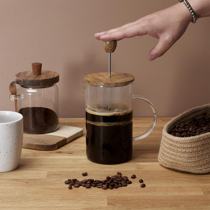 French Press kafijas kanna ar akācijas koka vāku – 850 ml