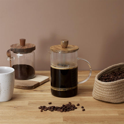French Press kafijas kanna ar akācijas koka vāku – 850 ml