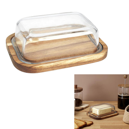 Sviesta Trauks ar Koka Pamatni un Stikla Vāku