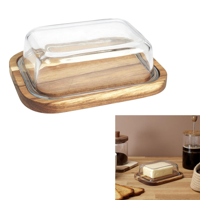 Sviesta Trauks ar Koka Pamatni un Stikla Vāku