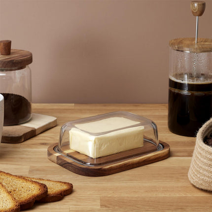 Sviesta Trauks ar Koka Pamatni un Stikla Vāku