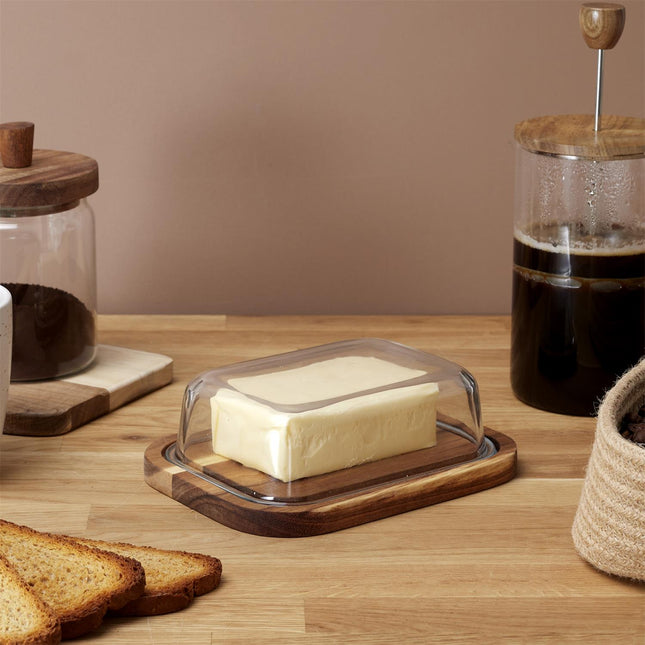 Sviesta Trauks ar Koka Pamatni un Stikla Vāku