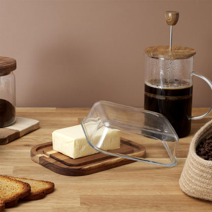 Sviesta Trauks ar Koka Pamatni un Stikla Vāku