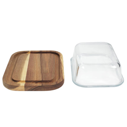 Sviesta Trauks ar Koka Pamatni un Stikla Vāku