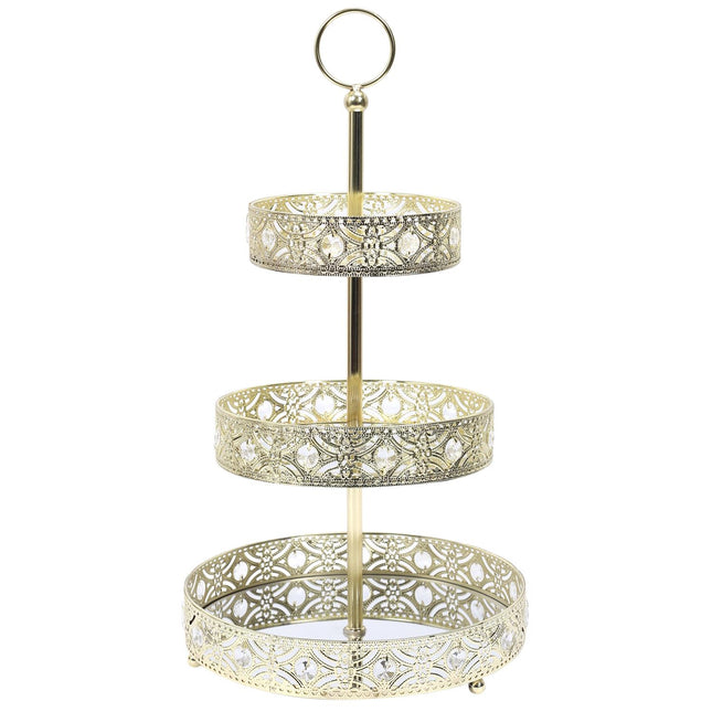 Trīslīmeņu Dekoratīvais Stends ar Spoguļa Paplātēm