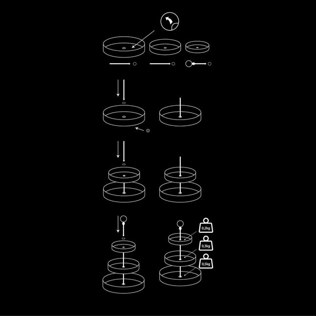 Trīslīmeņu Dekoratīvais Stends ar Spoguļa Paplātēm