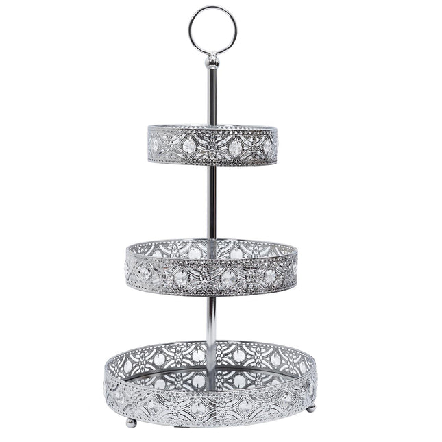 Trīslīmeņu Dekoratīvais Stends ar Spoguļa Paplātēm