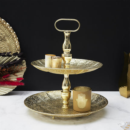 Divstāvu metāla paplāte zelta Ø39.5