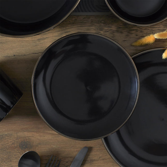 Keramikas šķīvis ''LISERE DORE'' melnā krāsā ar zelta maliņu  Ø 20.2
