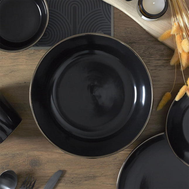 Salātu bļoda ''LISERE DORE'' melnā krāsā ar zelta maliņu Ø 24,8 cm