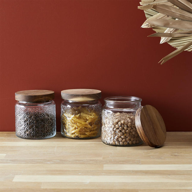 Stikla burciņa ar koka vāku 500 ml
