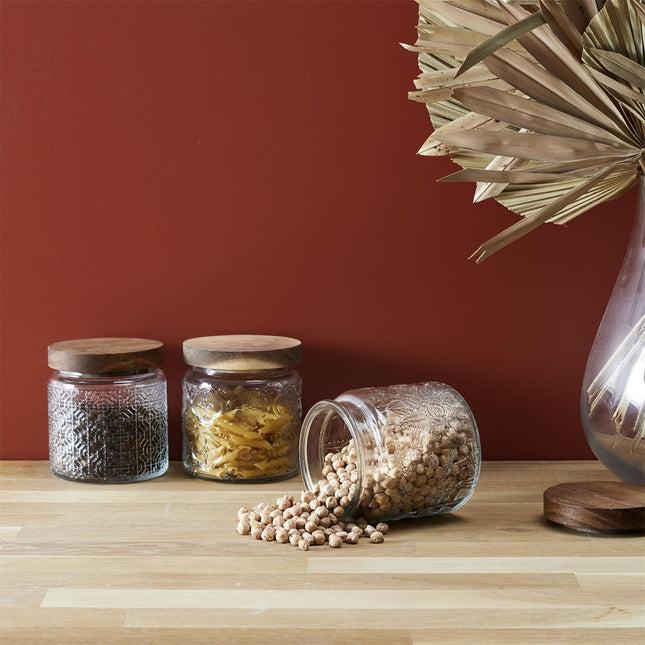 Stikla burciņa ar koka vāku 500 ml