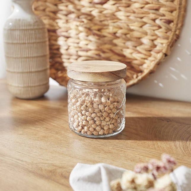 Stikla burciņa ar koka vāku 500 ml