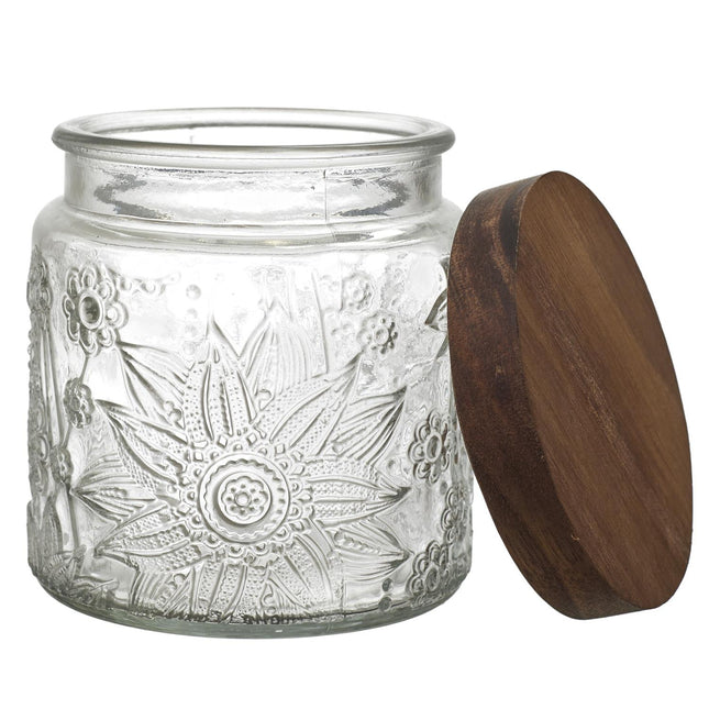 Stikla burciņa ar koka vāku 500 ml