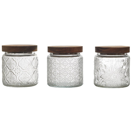 Stikla burciņa ar koka vāku 500 ml