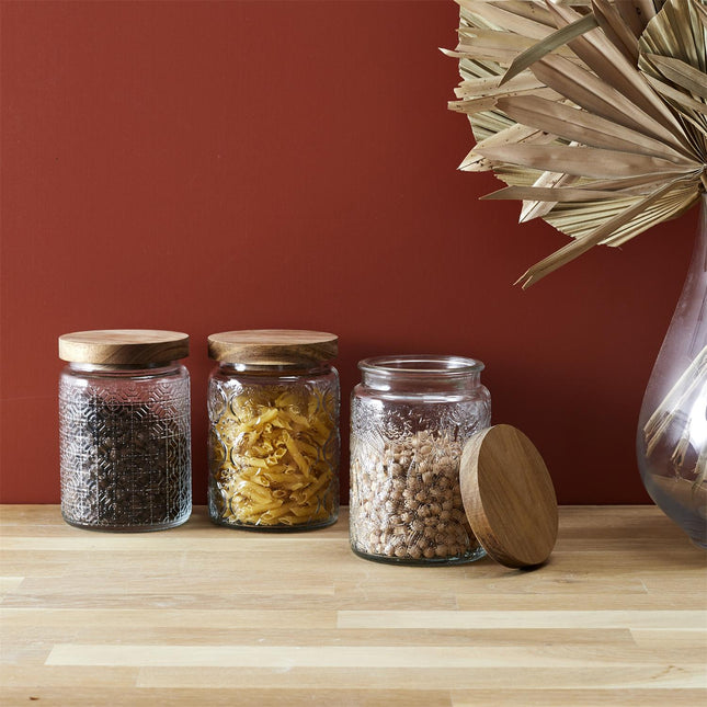 Stikla burciņa ar koka vāku 700 ml