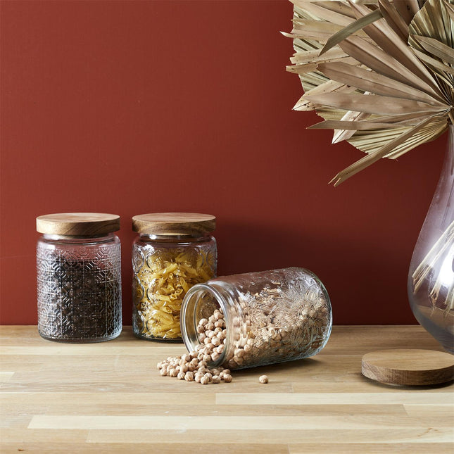 Stikla burciņa ar koka vāku 700 ml