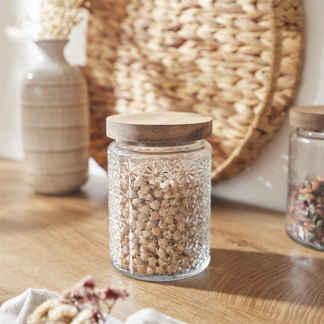 Stikla burciņa ar koka vāku 700 ml