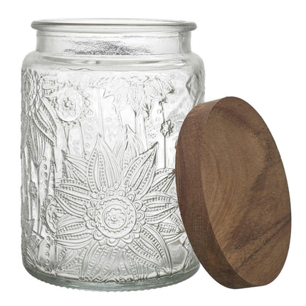 Stikla burciņa ar koka vāku 700 ml