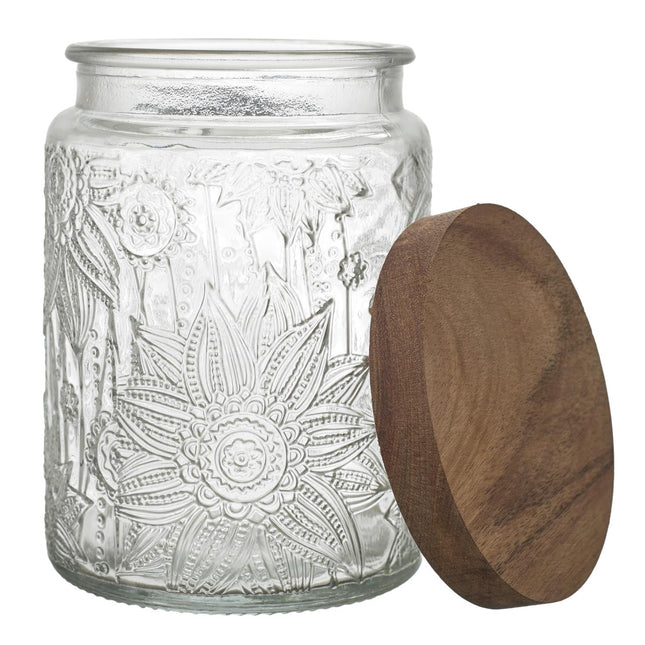 Stikla burciņa ar koka vāku 700 ml
