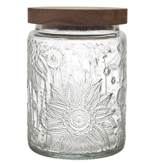 Stikla burciņa ar koka vāku 700 ml