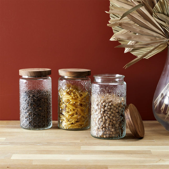 Stikla burciņa ar koka vāku 1L