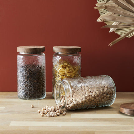 Stikla burciņa ar koka vāku 1L