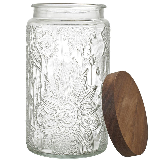 Stikla burciņa ar koka vāku 1L
