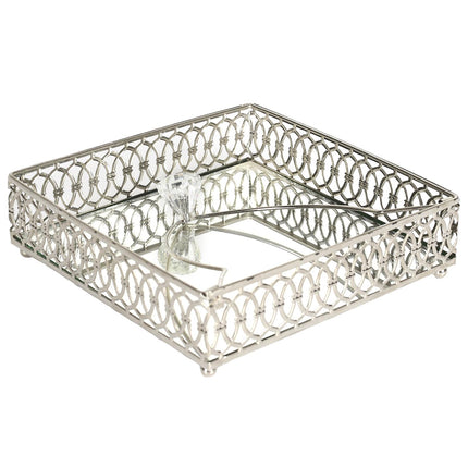 Dekoratīvs metāla salvešu turētājs ar spoguļpamatni