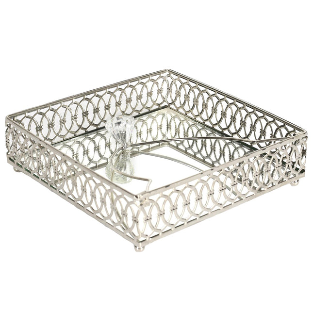 Dekoratīvs metāla salvešu turētājs ar spoguļpamatni