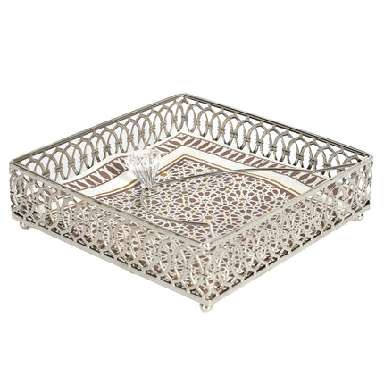 Dekoratīvs metāla salvešu turētājs ar spoguļpamatni