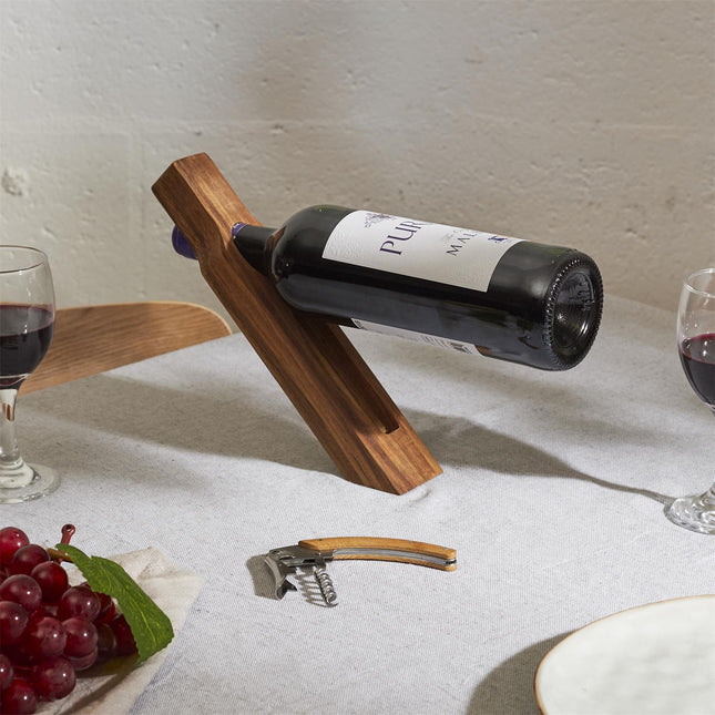 Koka vīna pudeļu turētājs ar someljē nazi – elegants dāvanu komplekts