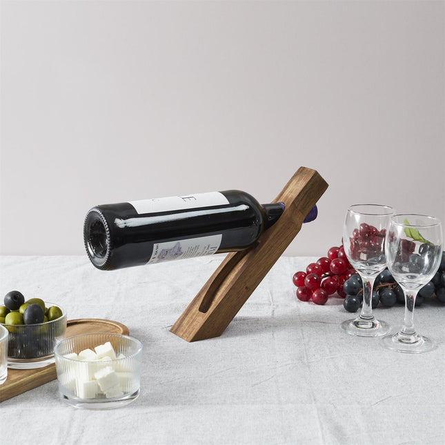 Koka vīna pudeļu turētājs ar someljē nazi – elegants dāvanu komplekts