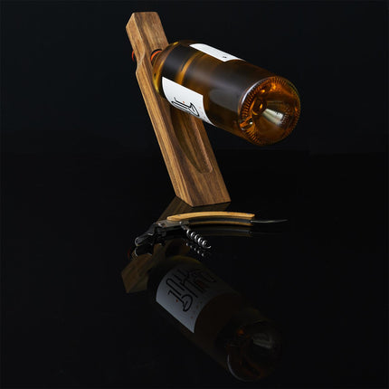 Koka vīna pudeļu turētājs ar someljē nazi – elegants dāvanu komplekts