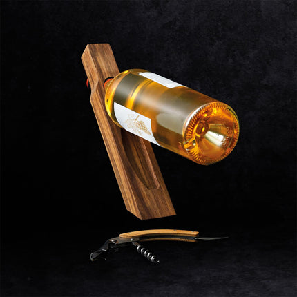 Koka vīna pudeļu turētājs ar someljē nazi – elegants dāvanu komplekts