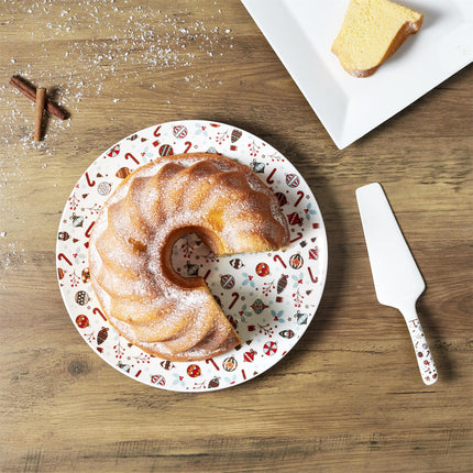 Porcelāna kūkas šķīvis ar lāpstiņu – svētku dizains