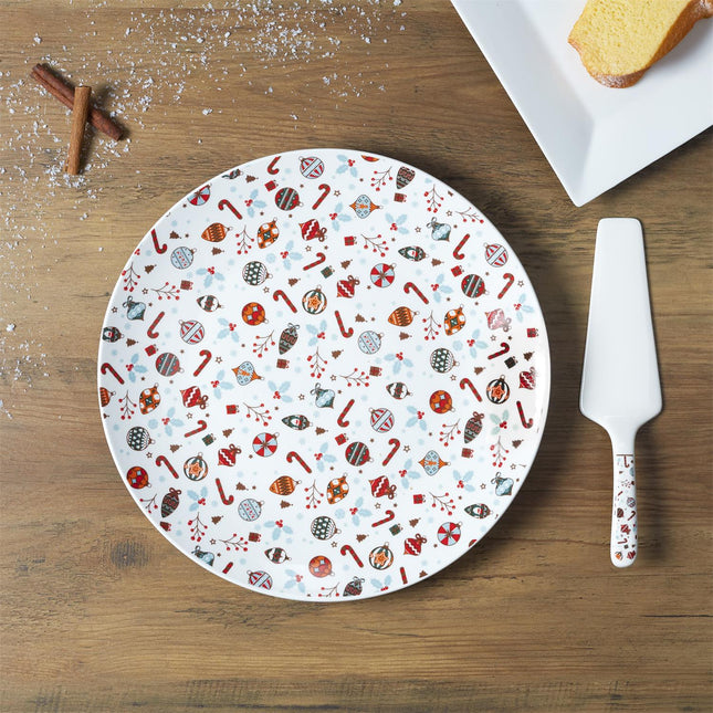 Porcelāna kūkas šķīvis ar lāpstiņu – svētku dizains