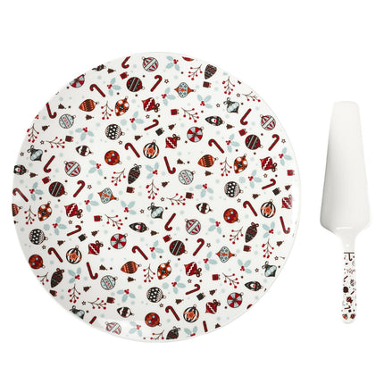 Porcelāna kūkas šķīvis ar lāpstiņu – svētku dizains