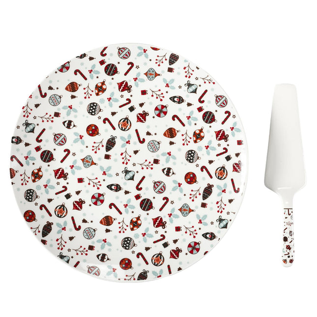 Porcelāna kūkas šķīvis ar lāpstiņu – svētku dizains