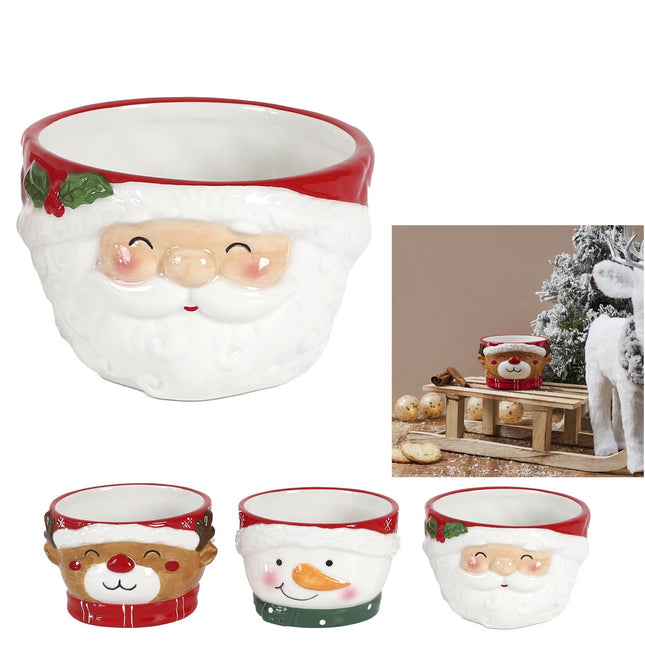 Keramikas Ziemassvētku trauciņš – Salatēvs, ziemeļbriedis vai sniegavīrs