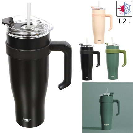 Termokrūze ar rokturi un salmiņu 1,2 L