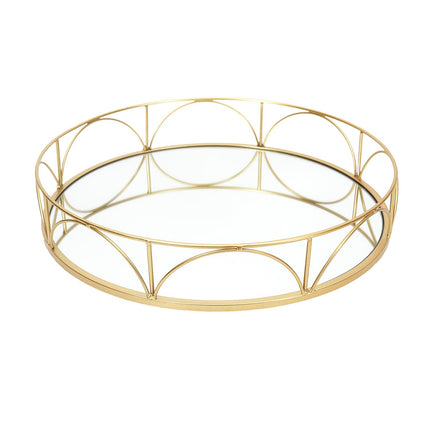 Metāla paplāte ar spoguli zelta tonī – Ø 30 cm / Ø 38 cm