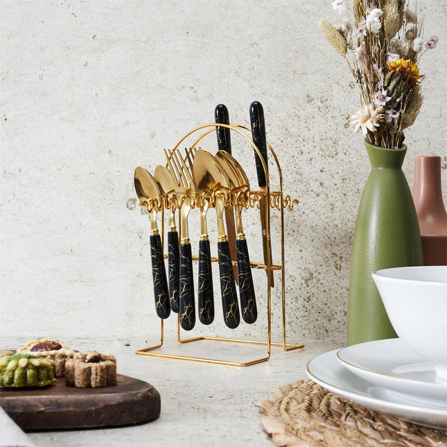 Galda piederumu komplekts ar statīvu – 24 gab.