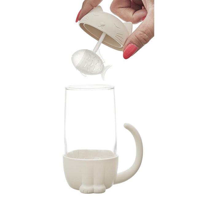 Tējas krūze ar kaķa dizainu