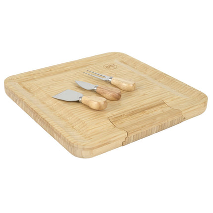 Bambusa siera dēlis ar piederumiem – 33 × 33 cm