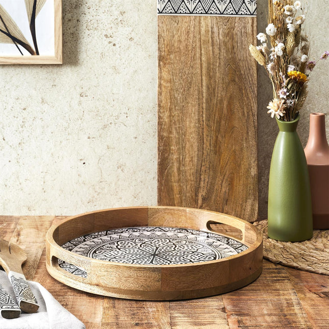 Dekoratīvs servēšanas paplāte no mango koka ar glancētu pārklājumu 35 cm